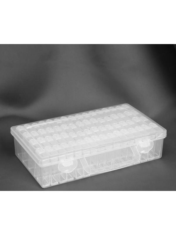 Набор контейнеров для рукоделия, 64 баночки, 1,5 × 3 × 5 см, с наклейками, 13 × 22 × 5 см, цвет прозрачный