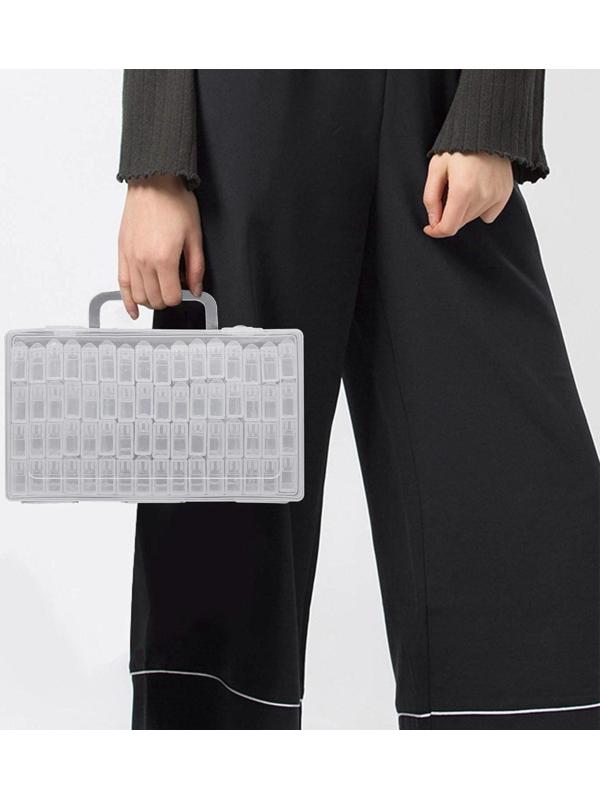 Набор контейнеров для рукоделия, 64 баночки, 1,5 × 3 × 5 см, с наклейками, 13 × 22 × 5 см, цвет прозрачный