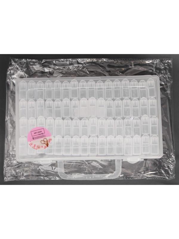 Набор контейнеров для рукоделия, 64 баночки, 1,5 × 3 × 5 см, с наклейками, 13 × 22 × 5 см, цвет прозрачный