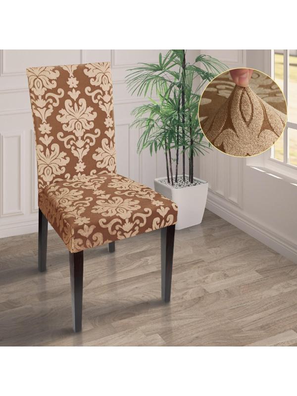 Чехол на стул трикотаж жаккард, цвет бронза, 100% полиэстер
