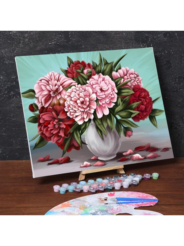 Картина по номерам на холсте с подрамником «Большой букет пионов» 40х50 см