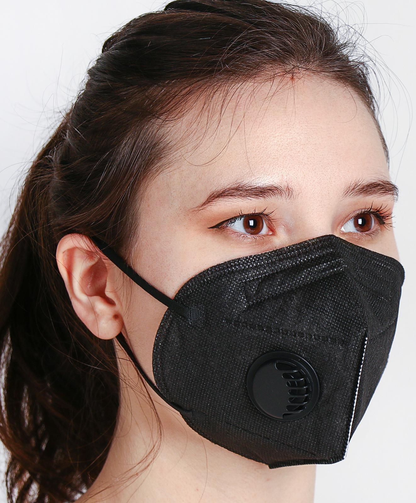 Респиратор KN95 FFP2 с клапаном, универсальный, чёрный, микс