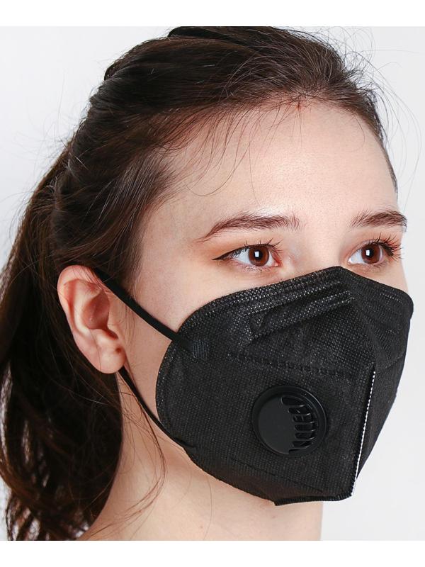 Респиратор KN95 FFP2 с клапаном, универсальный, чёрный, микс