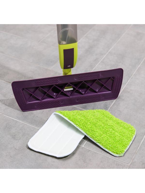 Швабра для мытья пола с распылителем Доляна, насадка из микрофибры 38×10 см, дополнительная насадка для мойки стёкол, ручка 120 см