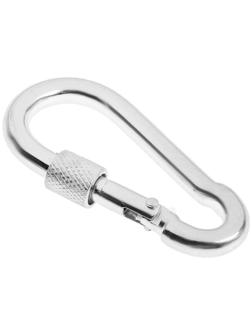 Карабин монтажный с фиксатором ТУНДРА krep, DIN5299D, 7х70 мм, оцинкованный, 1шт