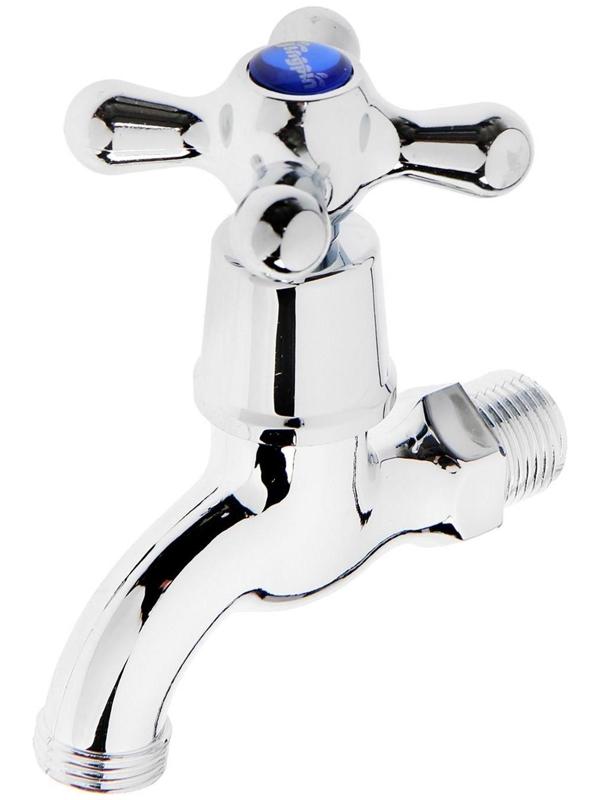 Кран водоразборный ZEIN, с крест-ручкой, PP, кран-букса, хром