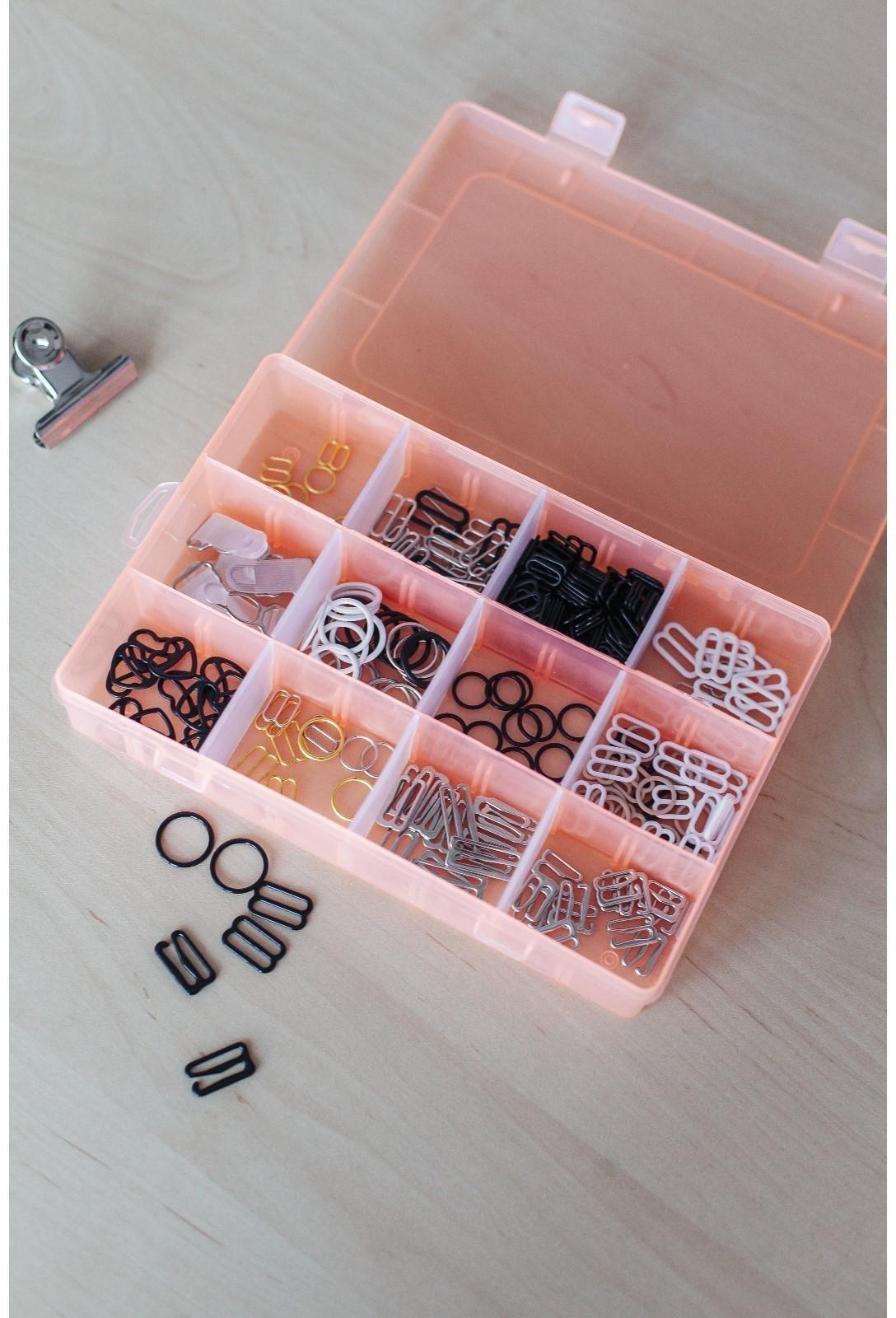 Набор для бретелей металлический: крючки, кольца, регуляторы, 10 мм, цвет чёрный