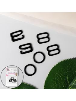 Набор для бретелей металлический: крючки, кольца, регуляторы, 10 мм, цвет чёрный