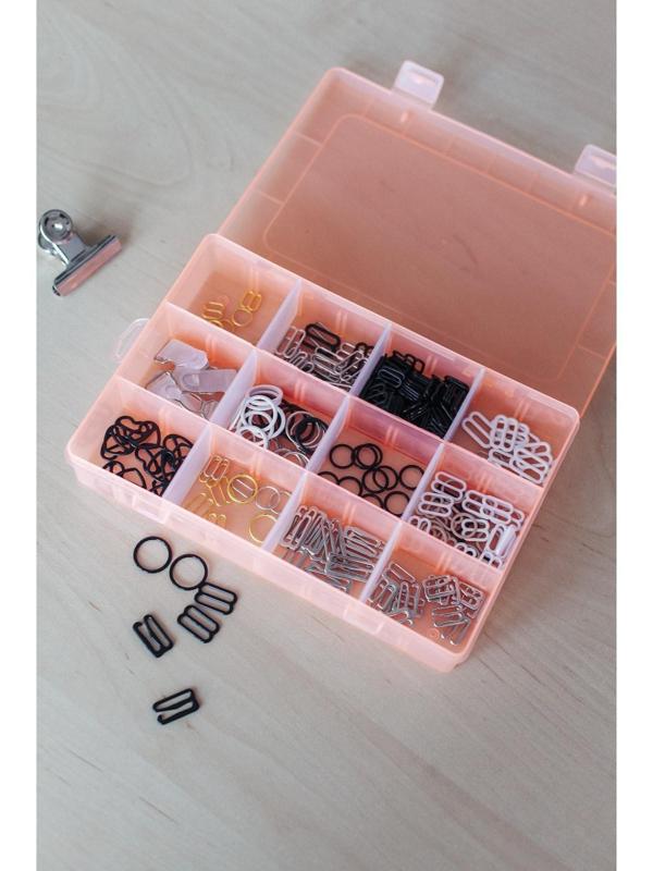 Набор для бретелей металлический: крючки, кольца, регуляторы, 10 мм, цвет чёрный