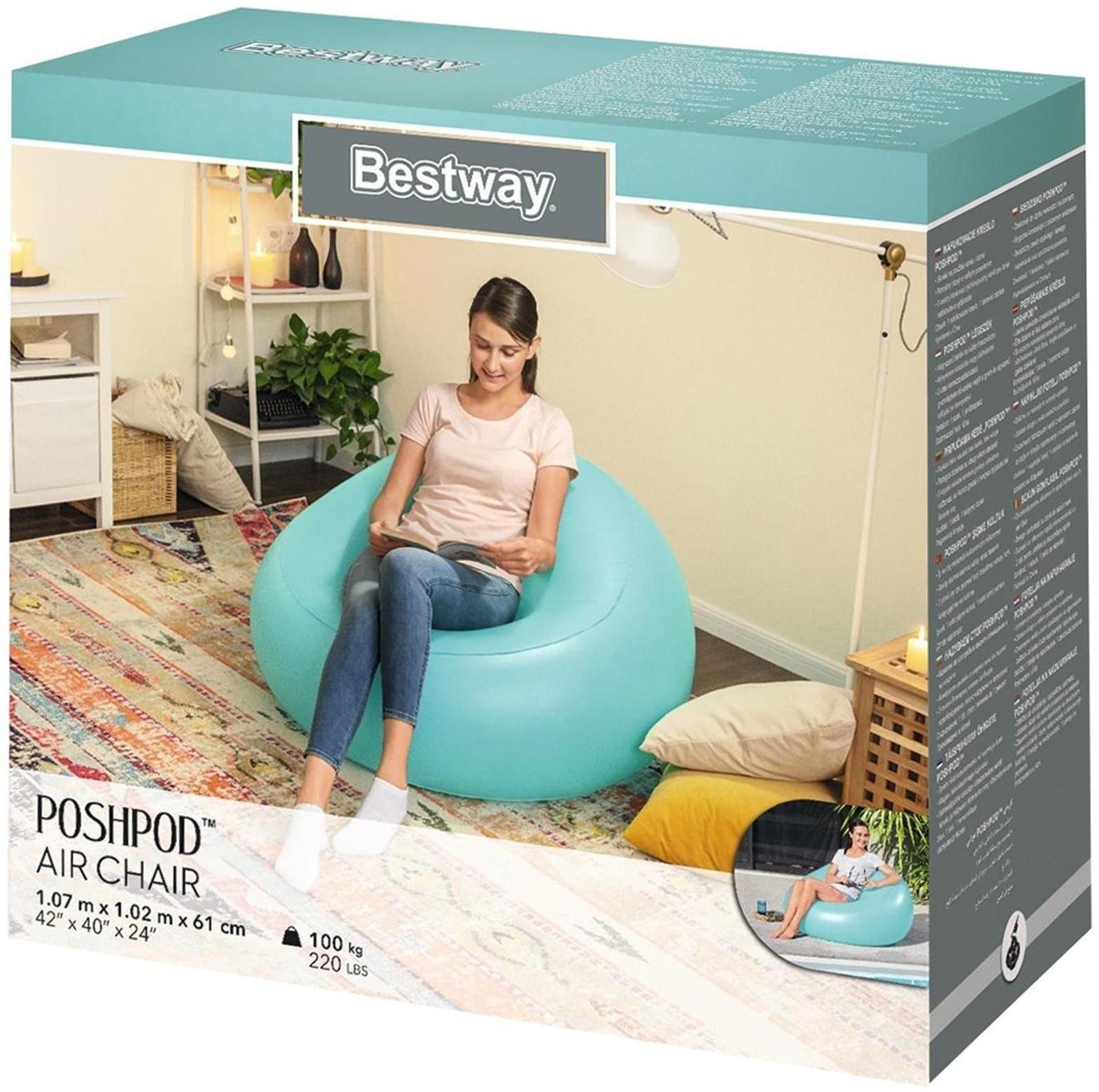 Кресло надувное PoshPod, 107 x 102 x 61 см, 75081 Bestway