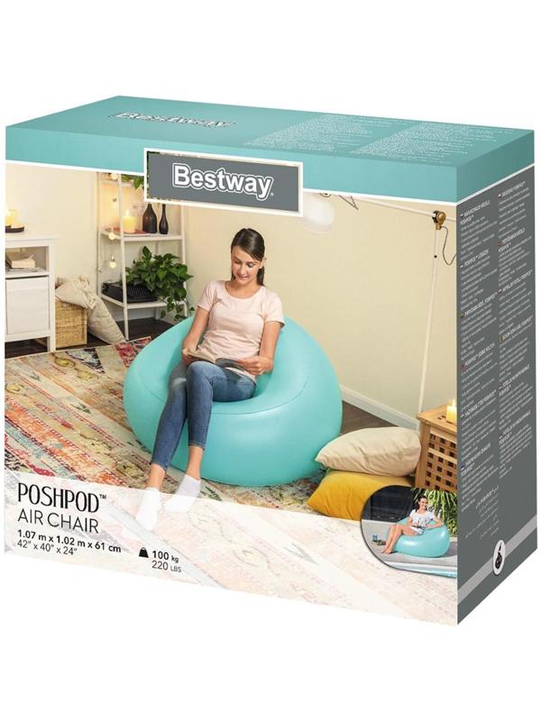 Кресло надувное PoshPod, 107 x 102 x 61 см, 75081 Bestway