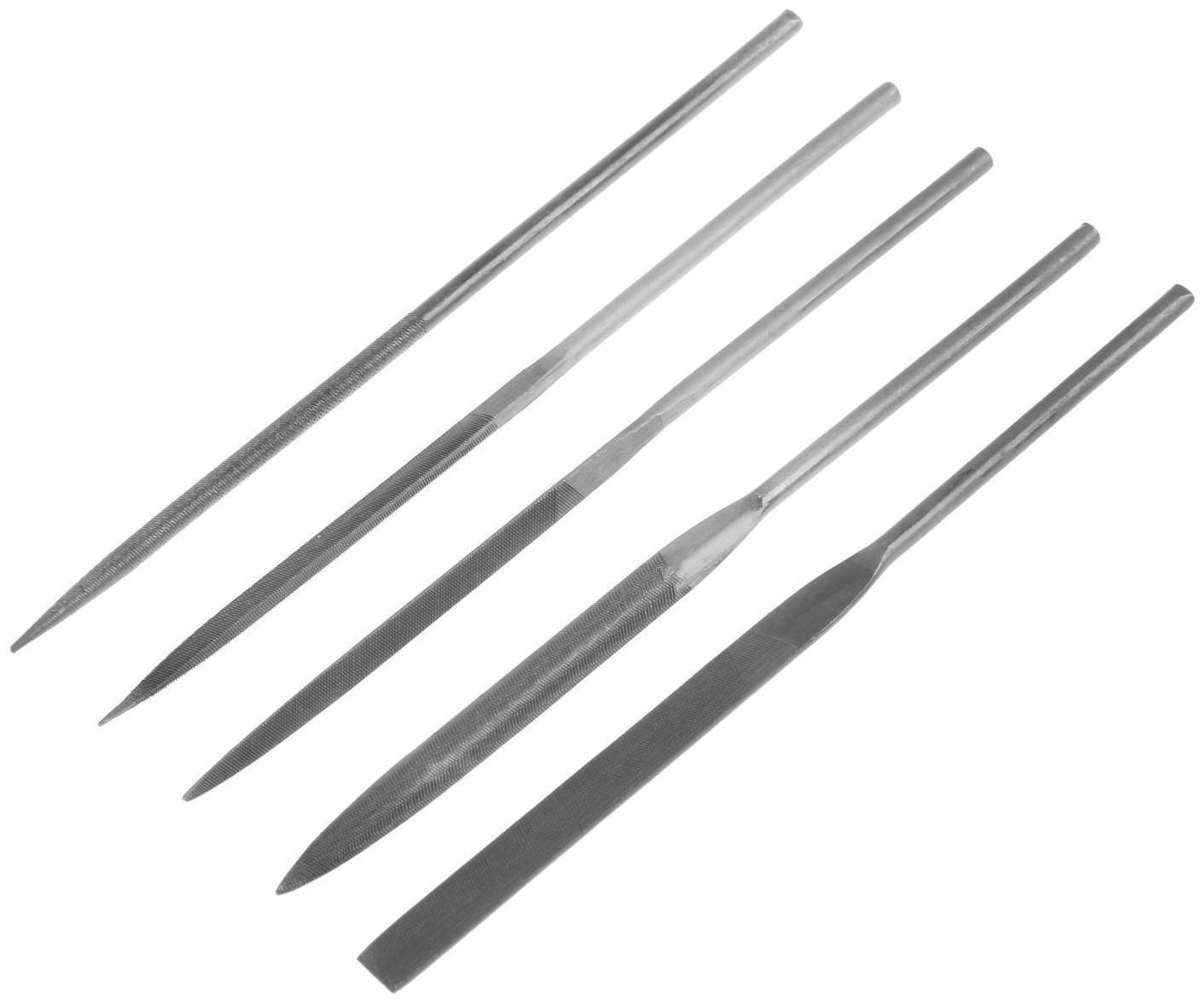 Набор надфилей ЛОМ, металлические рукоятки, 70 х 160 х 4 мм, 5 шт.