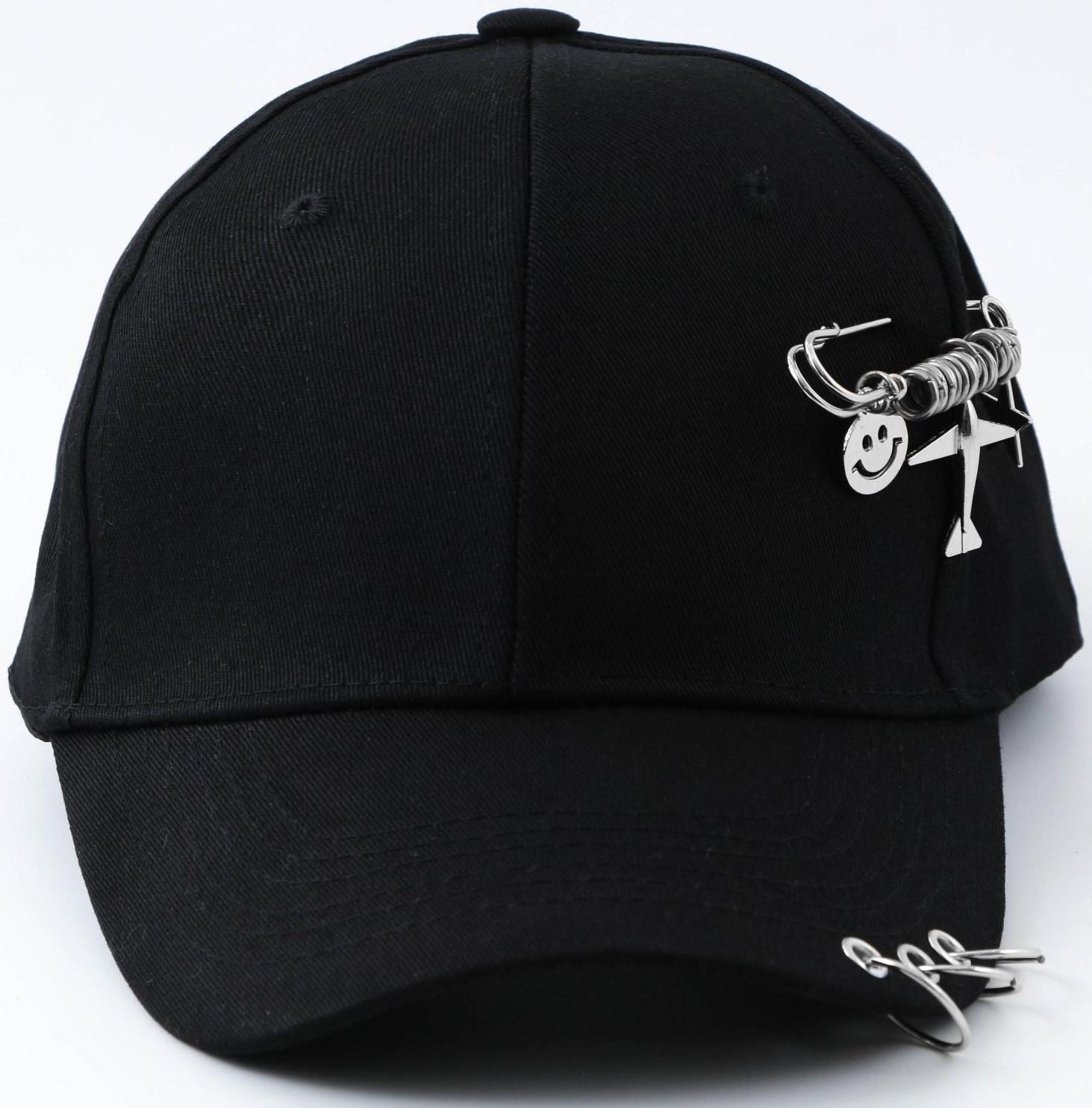 Кепка чёрная с кольцами, р-р 56см