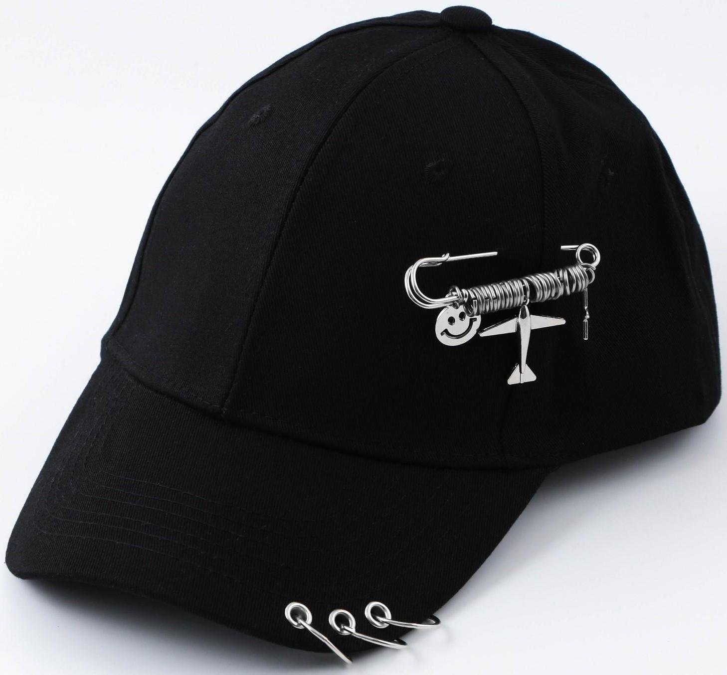 Кепка чёрная с кольцами, р-р 56см