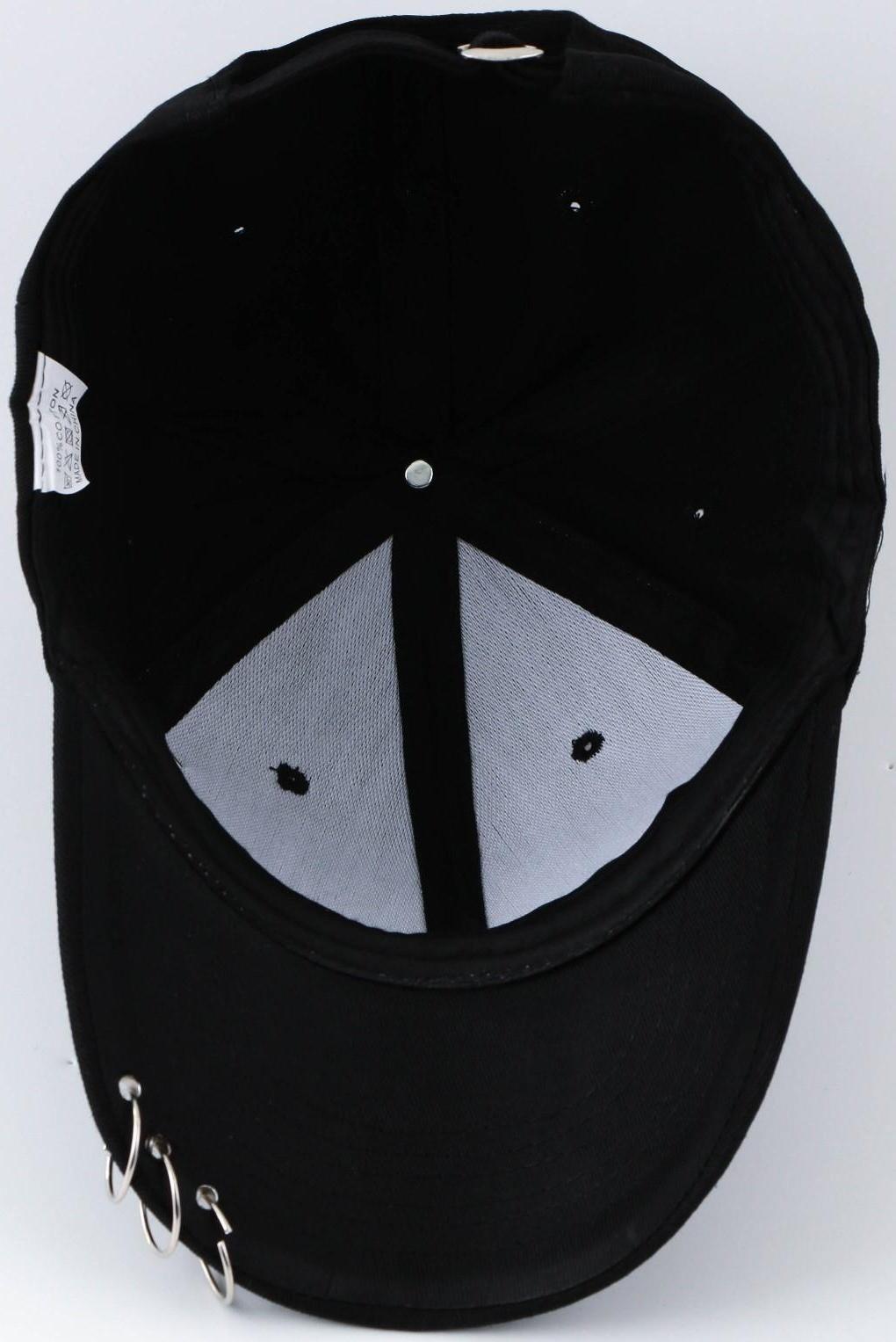 Кепка чёрная с кольцами, р-р 56см