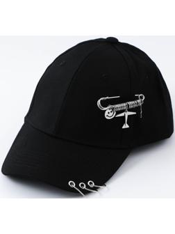 Кепка чёрная с кольцами, р-р 56см