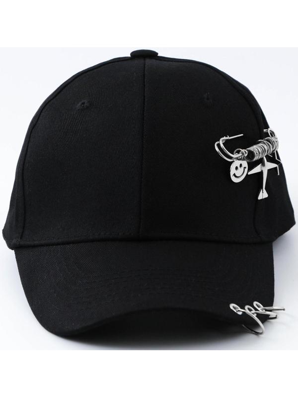 Кепка чёрная с кольцами, р-р 56см