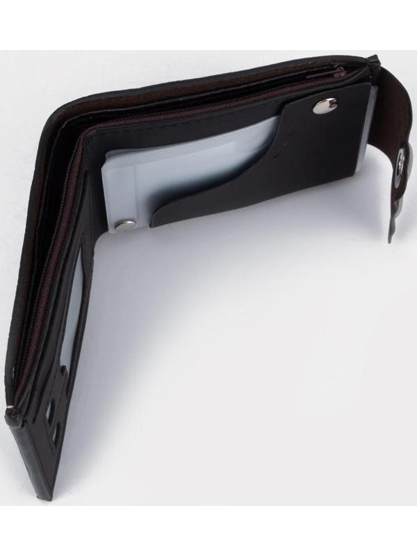 Портмоне на клапане, отдел для купюр, для карт, цвет чёрный