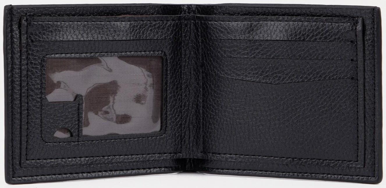 Портмоне без застёжки, для купюр, для карт, для монет, цвет чёрный