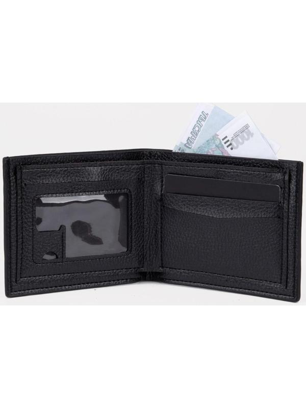 Портмоне без застёжки, для купюр, для карт, для монет, цвет чёрный