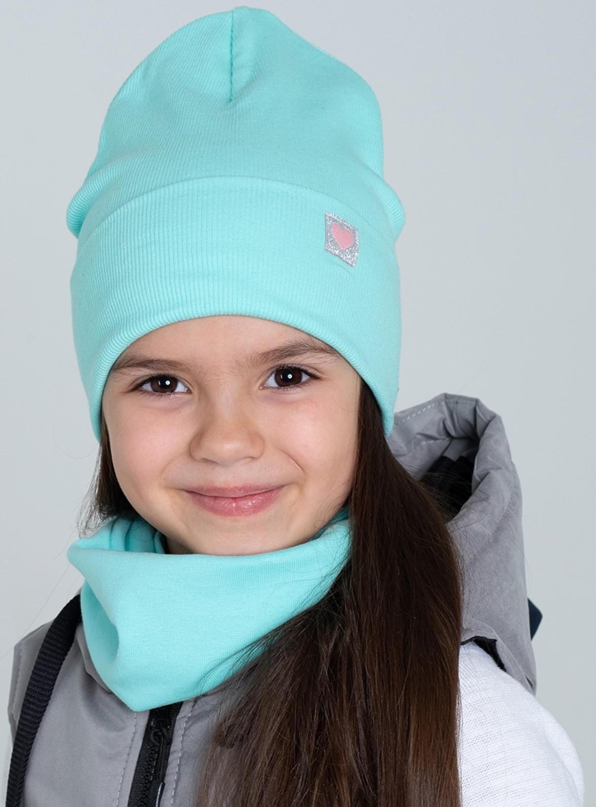 Шапка для девочки, цвет мятный, размер 54-58