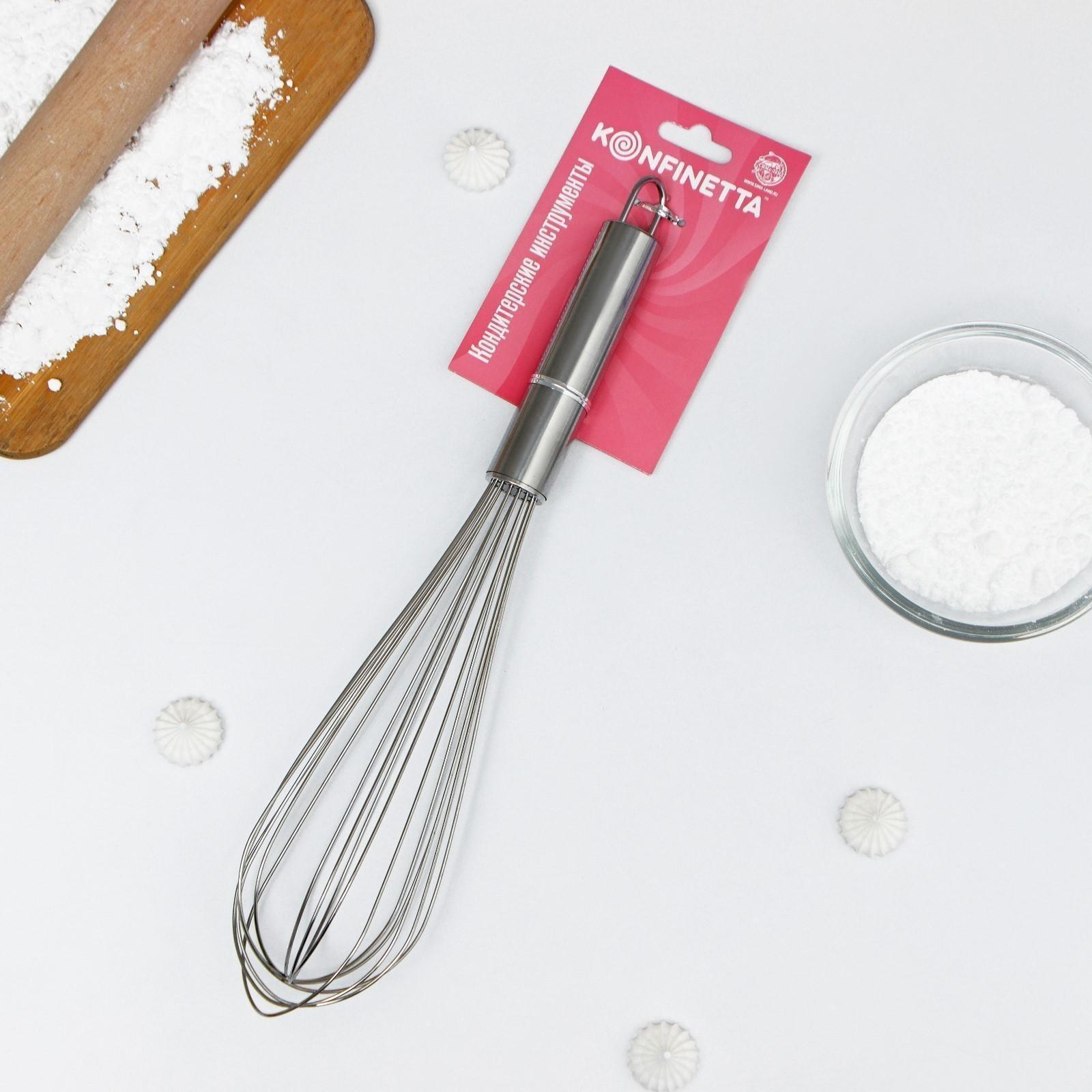 Венчик для взбивания KONFINETTA «Сильвер», струна 1,3 мм, 35×7×7 см, цвет хромированный