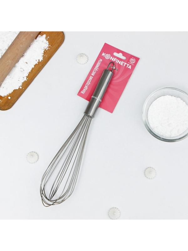 Венчик для взбивания KONFINETTA «Сильвер», струна 1,3 мм, 35×7×7 см, цвет хромированный