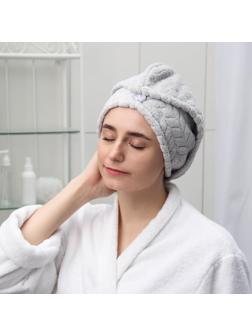 Чалма с пуговкой для сушки волос Доляна «Нежность», микрофибра, цвет МИКС