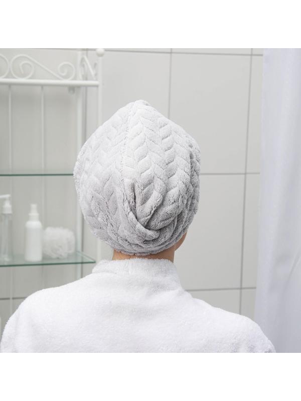 Чалма с пуговкой для сушки волос Доляна «Нежность», микрофибра, цвет МИКС