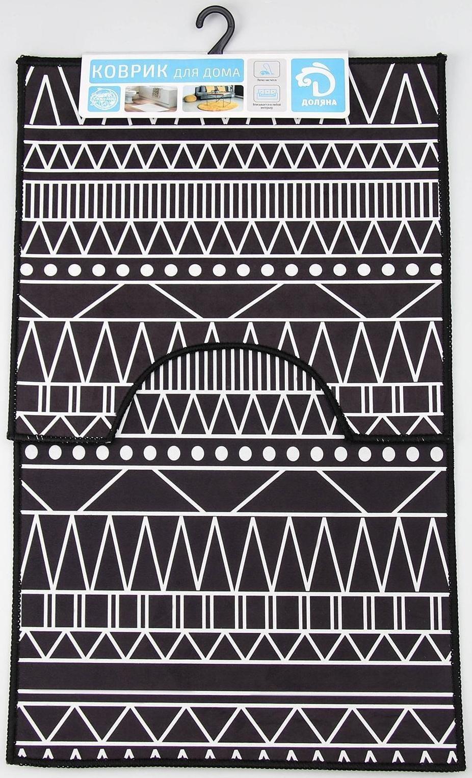 Набор ковриков для ванной и туалета Доляна «Марокканский», 2 шт: 50×80, 40×50 см, цвет чёрно-белый