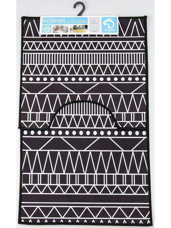 Набор ковриков для ванной и туалета Доляна «Марокканский», 2 шт: 50×80, 40×50 см, цвет чёрно-белый