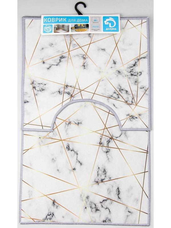 Набор ковриков для ванной и туалета Доляна «Мрамор», 2 шт: 50×80, 40×50 см