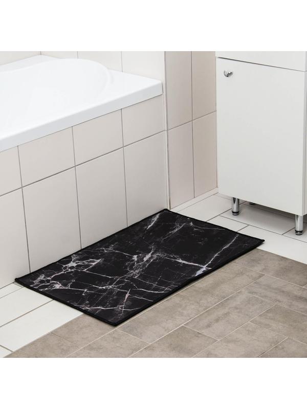 Коврик Доляна «Мрамор», 50×80 см, цвет чёрный