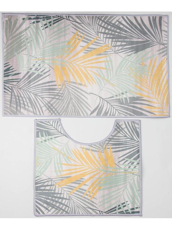 Набор ковриков для ванной и туалета Доляна «Тропики», 2 шт: 50×80, 40×50 см