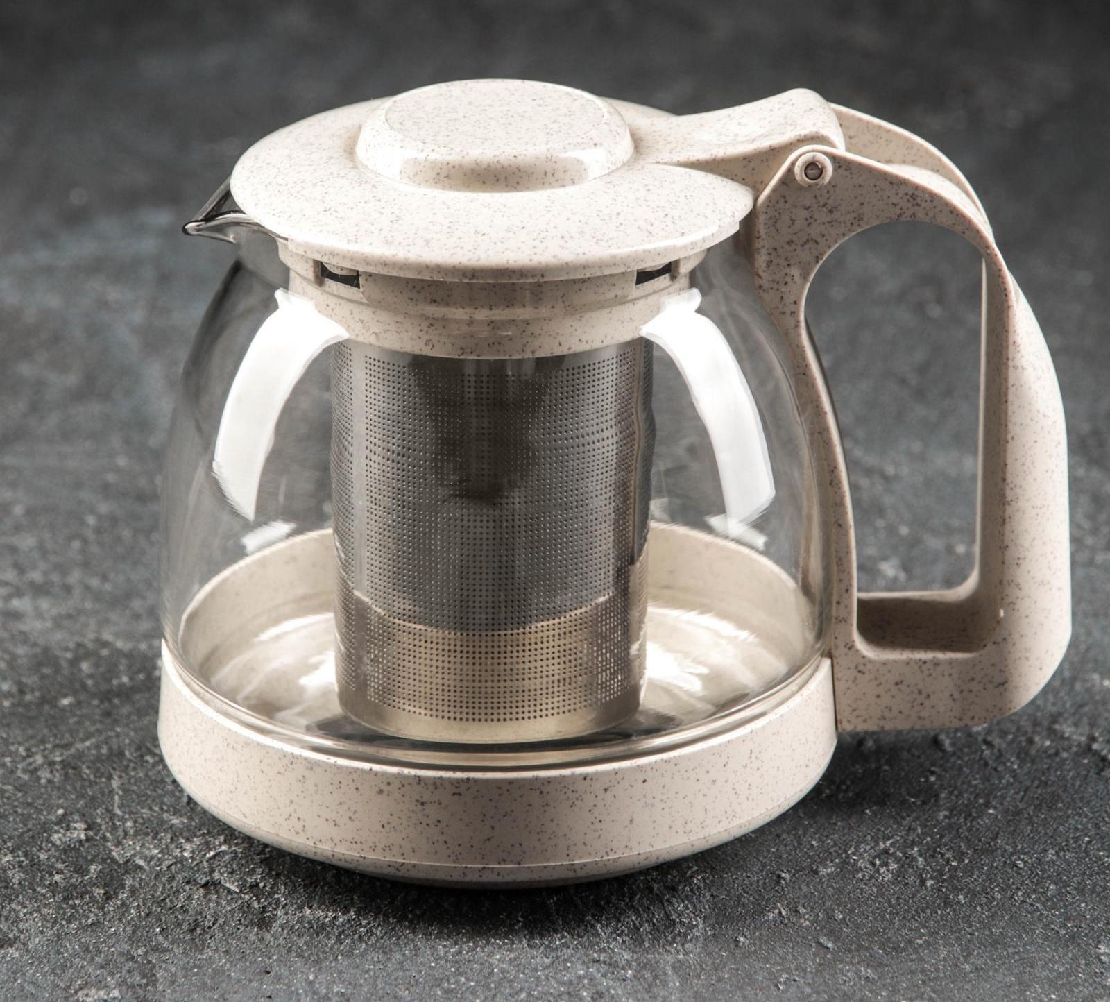 Чайник стеклянный заварочный «Джони», 700 мл, с металлическим ситом, цвет бежевый