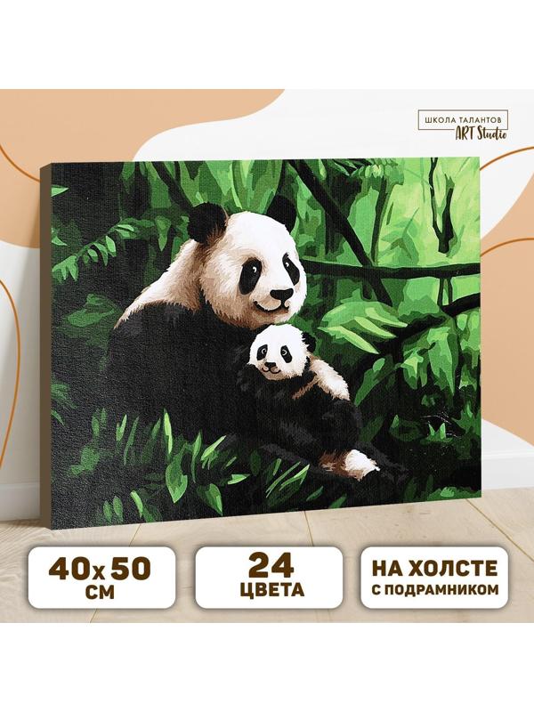 Картина по номерам на холсте с подрамником «Панды. Мама и малыш» 40х50 см