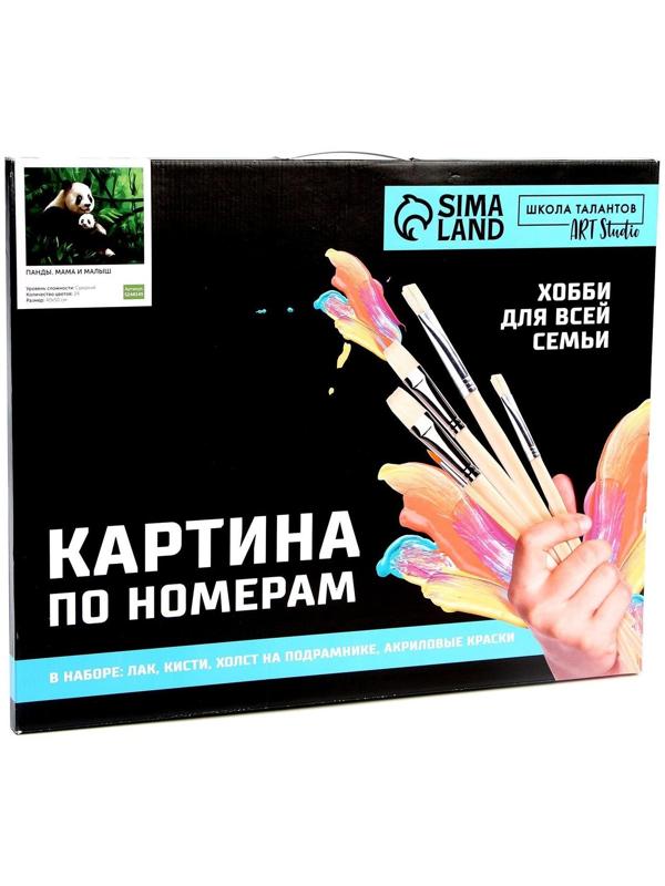 Картина по номерам на холсте с подрамником «Панды. Мама и малыш» 40х50 см