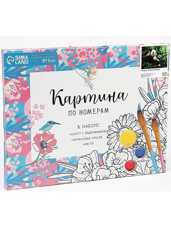 Картина по номерам на холсте с подрамником «Панды. Мама и малыш» 40х50 см