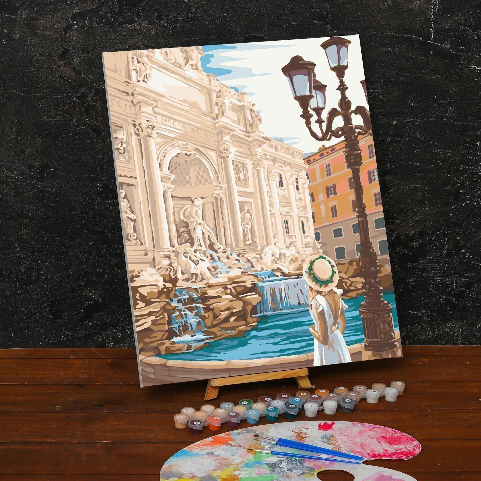 Картина по номерам на холсте с подрамником «Фонтан Треви» 40х50 см