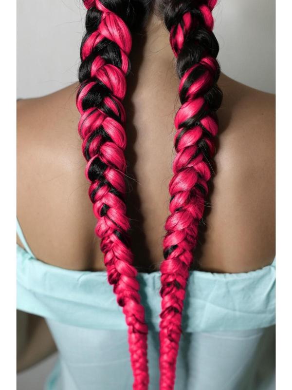 ZUMBA Канекалон однотонный, гофрированный, 60 см, 100 гр, цвет ярко-розовый(#AY14)