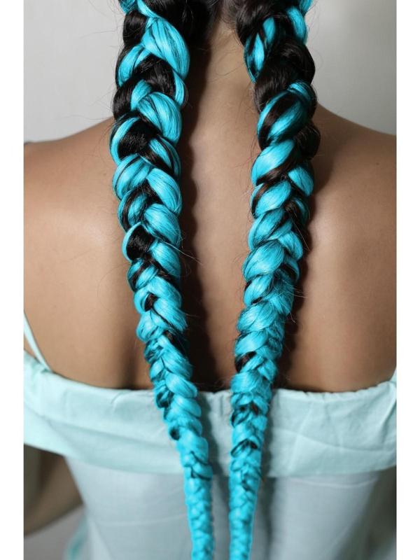 ZUMBA Канекалон однотонный, гофрированный, 60 см, 100 гр, цвет ярко-голубой(#AY31)