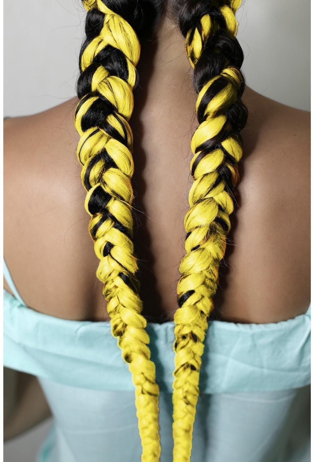 ZUMBA Канекалон однотонный, гофрированный, 60 см, 100 гр, цвет ярко-жёлтый(#AY41)