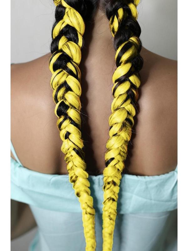 ZUMBA Канекалон однотонный, гофрированный, 60 см, 100 гр, цвет ярко-жёлтый(#AY41)