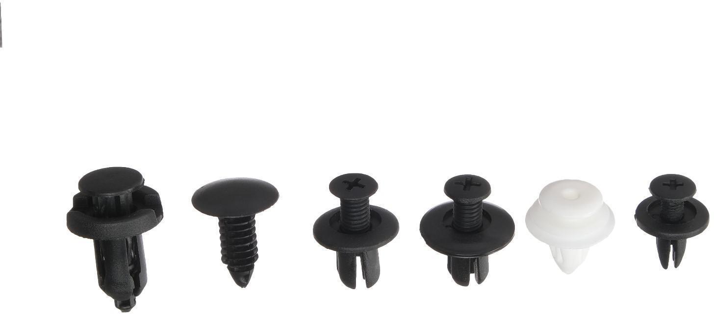 Клипсы и пистоны крепежные, 6 видов, набор 100 шт