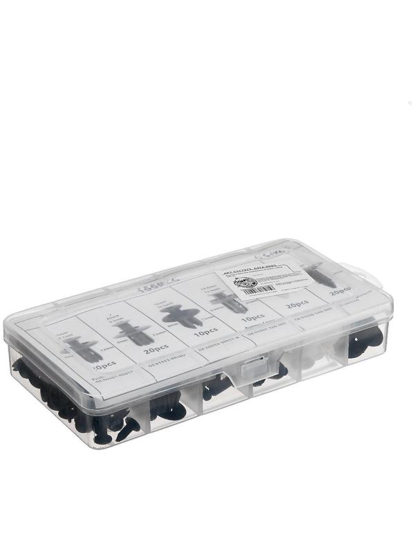 Клипсы и пистоны крепежные, 6 видов, набор 100 шт