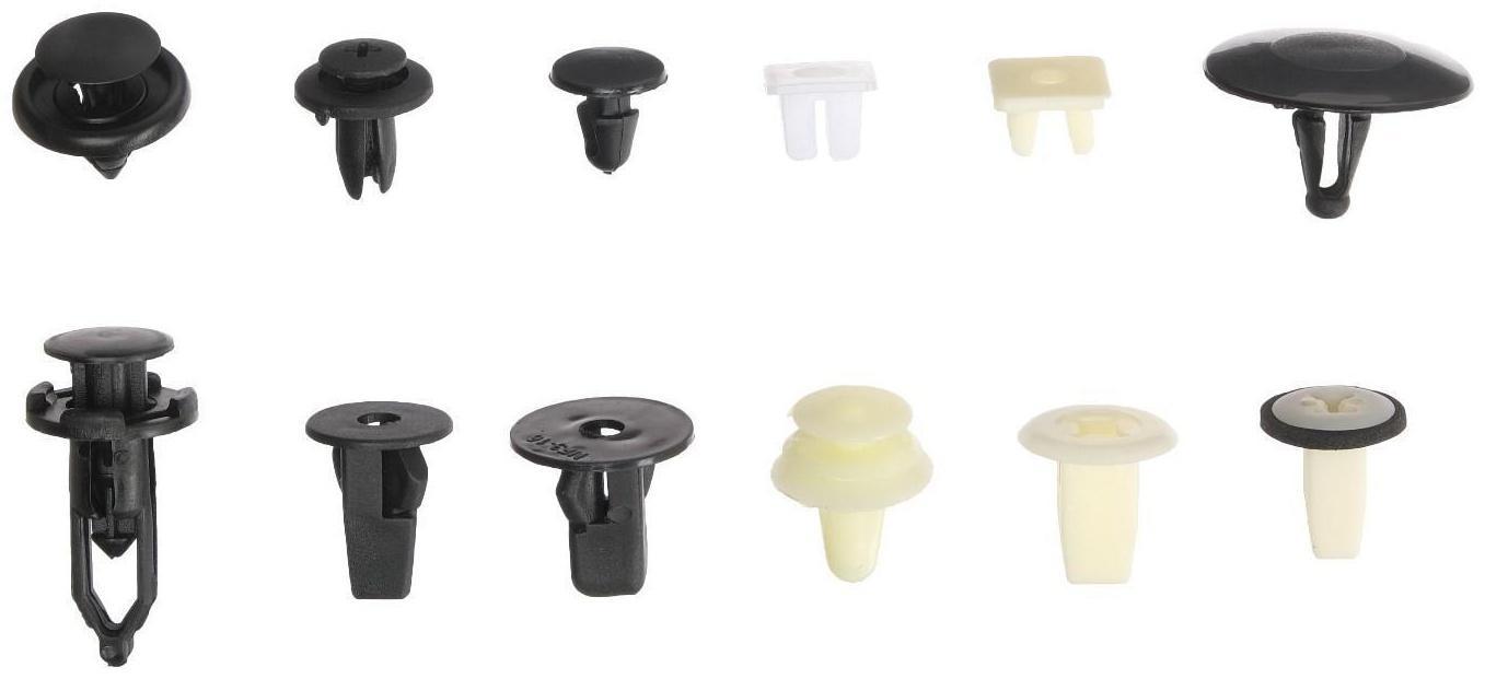 Клипсы и пистоны крепежные, 12 видов, набор 146 шт