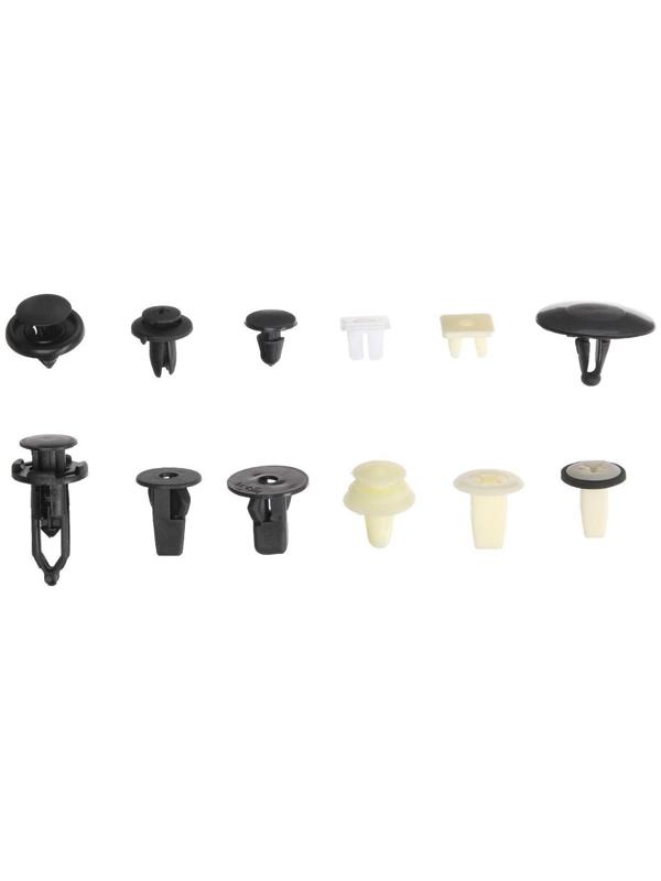 Клипсы и пистоны крепежные, 12 видов, набор 146 шт