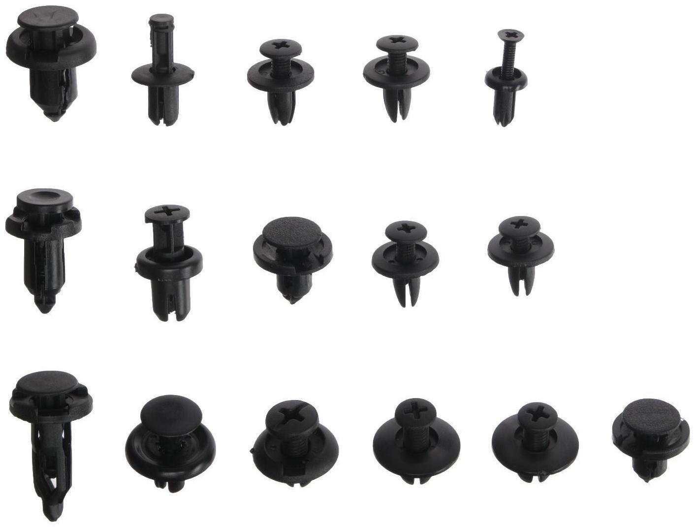 Клипсы и пистоны крепежные, 16 видов, набор 625 шт