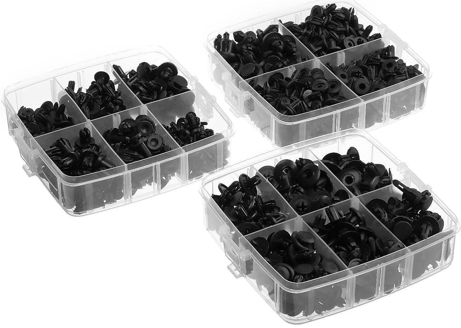 Клипсы и пистоны крепежные, 16 видов, набор 625 шт