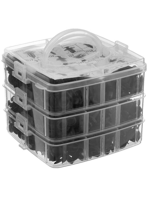 Клипсы и пистоны крепежные, 16 видов, набор 625 шт